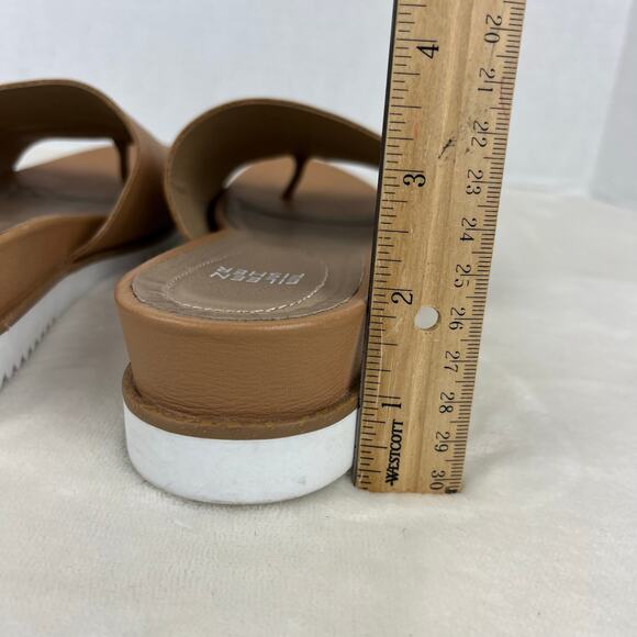 Eileen Fisher Touch Leather Flatform Sandal Size 9 Tan‎ White Platform Thong - Picture 8 of 15
